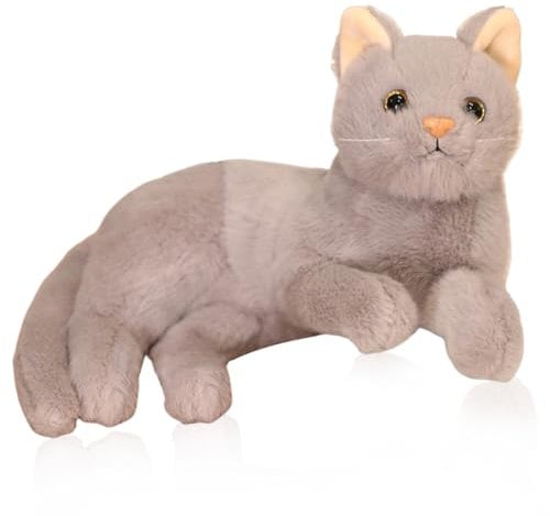 QYJMLH Katze Plüschtier,Katze Kuscheltier,Katze Puppe Gefüllte Lebensechte Katze Plüschtier Spielzeug Für Heimdekoration, Fotografie-Requisiten,30CM (grau)