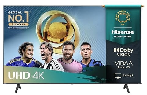 Hisense Smart TV 75 4K Ultra HD 2025 75A6Q, Smart TV VIDAA U8, Dolby Vision, HDR 10, Game Mode Plus, Alexa Built-in, VIDAA Voice, Tuner DVB-T2/S2 HEVC 10, lativù 4K, 75'', 2025 LED