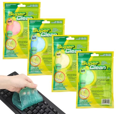 ZMDMAH 4 Pcs Gel de Nettoyage, Voiture Nettoyant, Gel de Nettoyage de Détail pour Clavier Slime de Nettoya ge Poussière Clavier Nettoyant Universel Nettoyant Voiture pour Poussière Nettoyange