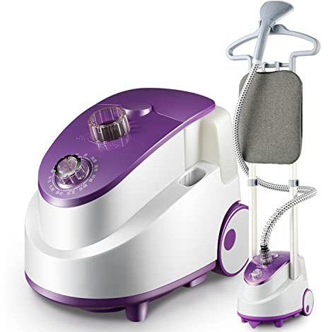 DRFGHK Vaporizzatore per Indumenti ad Alta Resistenza da 1800 W con Serbatoio d'Acqua Extra Large da 2 Litri, Piastra Vapore in Acciaio Inossidabile, Ferro da Stiro Portatile per Uso Domestico, Viola