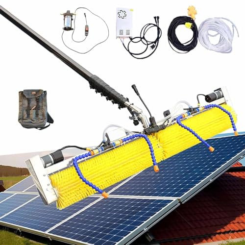 Electric Photovoltaic Cleaning Machine,100cm Roller Brush,Adjusted Telescopic Pole,Dry and Wet Solar Panel Cleaner,Water Fed Pole Kit,Window Washing Equipment,Wired-7m/30ft
