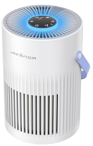 Jafända Luftreiniger mit HEPA Luftfilter, Luftreiniger Allergiker mit Griff, HEPA Filter gegen Staub Pollen Tierhaare Gerüche Air Purifier mit Aromatherapie für Schlafzimmer 7-farbiges Licht 20dB