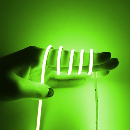 COB LED Band 3 mm Grün 12 V – 400 LEDs/m, hohe Farbwiedergabe CRI>90 | ultra dünn & flexibel, ideal für Ambientebeleuchtung Schrank Möbel Hintergrundwand (Netzteil/Controller nicht enthalten)
