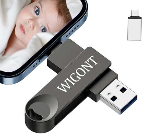 WIGONT Clé USB 64 Go en métal pour lPhone,Sauvegarde Photos et Vidéos | Cle usb pour lphone, lpad, PC, Android et tablette. Libère de l'espace. Clef USB de stockage externe en métal