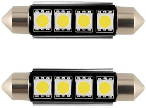 LED 12V Soffitten 43 mm weiß Innenraum Ersatz Beleuchtung warmweiß rot kaltweiß pink blau gelb (kaltweiß, 2 Stück)