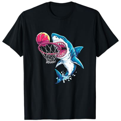 Sportliches Shark Loves Basketball Kostüm für Jungen und Mädchen T-Shirt