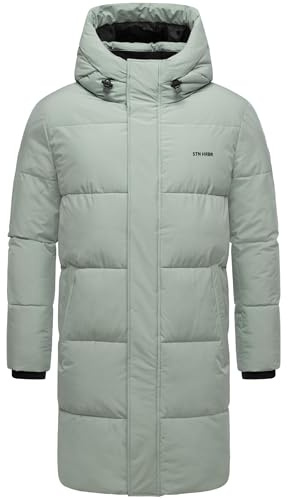 STONE HARBOUR Herren Steppmantel mit kuscheligem Fleece-Innenfutter warmer Wintermantel mit großer Kapuze Hadrieen XX S-3XL