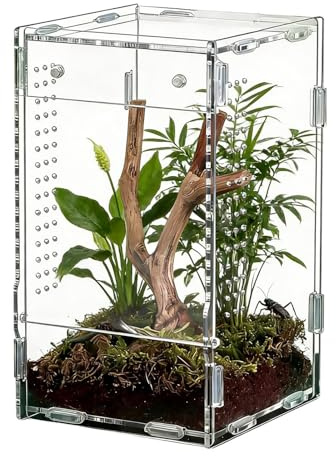 Jumping Spider Enclosure - 20cm Acrylic Escape Proof Habitat, Transparent Tarantula Cage, Secure Breeding Terrarium | DIY Assembly Pet Box for Home Classroom Office Desert Rainforest Tank