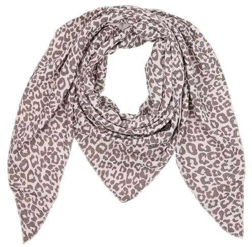 MIRROSI Damen Musselin Halstuch Made in Italy mit Leoprint oder Unifarben – Leichtes Dreieckstuch für Frühling & Sommer, Baumwolle, 200x80 cm