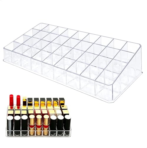 mongtsamz Organizzatore Rossetti, 36 Scomparti Acrilico Porta Rossetti Organizer Trasparente Trucco Cosmetico Organizzatore per Rossetto Pennelli Eyeliner Mascaras, 1 Pezzo