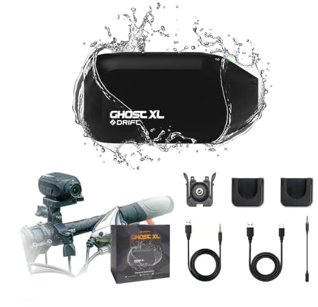 DRIFT Ghost XL Motorbike Action Camera 9hr Battery Record Your Entire Ride 140°POV 300°Rotating Lens IPX7 Waterproof 12MP APP Control Easy Mount Everywhere Fit for Helmet, Bicycle