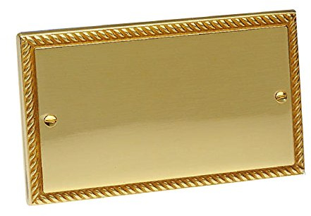 Double Blanking Plate Georgian Brass Rope 2 Gang Blank Bright Brass/Electrical