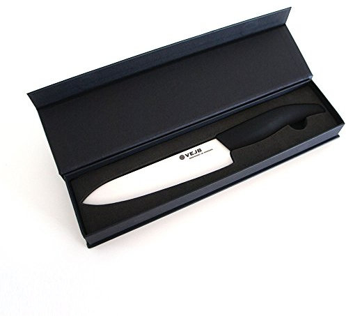 VEJB Professionelles Keramik Chefkochmesser Kochmesser Küchenmesser scharfes Keramikmesser in Premium Geschenkverpackung (Weiß, 16cm)