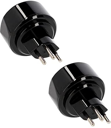 Brennenstuhl 1508642 Lot de 2 adaptateurs de voyage avec contact de protection D/EU vers CH Suisse Liechtenstein Noir