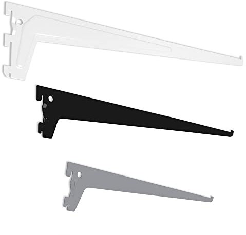 IB-Style - 1x Regalträger single | 8 Abmessungen | 1-reihiges mit 50 mm Raster System | Länge 25 cm mit 50 mm Raster WEISS | Regalhalter / Regalträger aus Stahl für Wandregale mit Holz- Metall- und Kunststoffböden