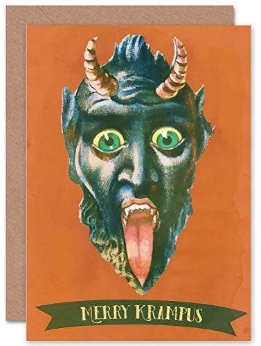 Wee Blue Coo Greeting Merry Krampus Alpine Anti Santa Xmas Funny Sealed Greeting Card Plus Envelope Blank inside