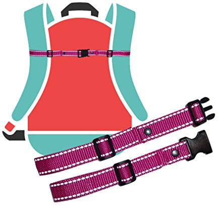 GURTIES Brustgurt für Rucksack mit Reflektor, verstellbar, als Ersatz, zum Nachrüsten, Kinder und Erwachsene, Made in Germany (pink mit Reflektor)