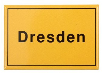 Deko-Magnet Dresden Ortsschild, Souvenir Kühlschrankmagnet, ca. 8 x 5,4 cm