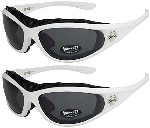 X-CRUZE 2er Pack Choppers 911 Sonnenbrillen Motorradbrille Sportbrille Radbrille - 1x Modell 08 (weiß/schwarz getönt) und 1x (weiß/schwarz getönt)