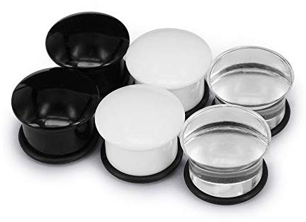ZeSen Jewelry 3 Paar Ohrstöpsel aus Acryl, zum Ausdehnen, Einzel-Tunnel, Schmuck, Ohrstecker, Piercing mit O-Ring, Acryl