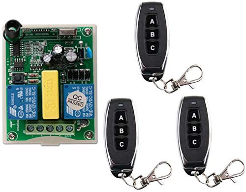 AC 220 VAC RF 2 canales inalámbricos de control remoto 1 * receptor + 3 * Transmisor manguera de motor de garaje de proyección pantalla cabrestante 3 botones