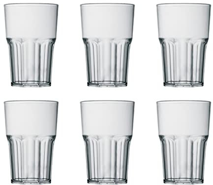 Garnet Vaso transparente reutilizable Granity 40 Set de 6 piezas – Apto para lavavajillas-40 Borde/33-35 cl a Servicio-Made in Italy, plástico, 0,4 litros