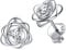 Rose Flower Stud Earrings for Women Sterling Silver Cubic Zirconia Floral Ear Studs Fits Sensitive Ears