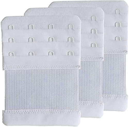 SAMGU BH Verlängerung 4 Haken BH Verlängerer Erweiterung Elastisch Bra Extender Gurt Komfortabel (Einheitsgröße, 3 Stück Weiß, 4 Haken, 1,9 cm)