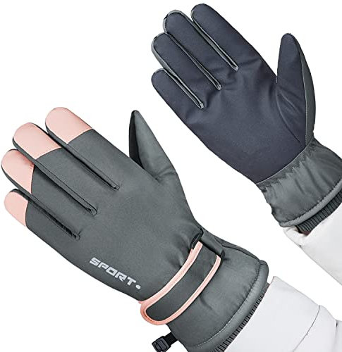 Oreunik Winterhandschuhe Damen Mädchen, -20 ° Kältedichter Touchscreen Skihandschuhe wasserdichte Thermohandschuhe für Frauen Schneehandschuhe zum Skifahren Laufen Snowboarden Wandern Outdoor-schwarz