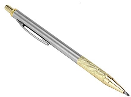 Diamond Tipped Scribe Glass Cutting Pen Tungsten Steel Diamond Glass Cutter Scriber Metal Cutting Lettering Pen Engraver Glass Cutting Tool (Silver) (Gold)