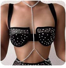 YERTTER Rhinestone Gold Neck Chain Link Waist Chain Crystal Bra Chain Chest Chain Underwear Chain Waist Chain Body Chain Sexy Bkini Body Accessories Jewelry for Women Brides（Gold 1）