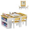 MSFE Kindertisch mit Stauraum und 2 Stühlen,Basteltisch & Lerntisch,Kinder Maltisch mit Kippbarer Tischplatte,Kindersitzgruppe,Kindermöbel Set Aus Holz,Maltisch,Tisch für Kinder,104 * 60 * 53CM