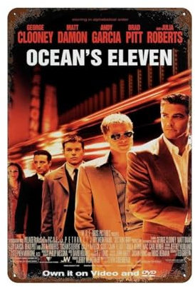 KSOXDAITIP Filmposter Ocean's Eleven, Wanddekoration, Kunst, Metallblechposter, moderne Heimdekoration, Kunst, Metallposter, Hausbar, Laden, Dekorationen, Vintage-Schild, Geschenk, 30 x 20 cm