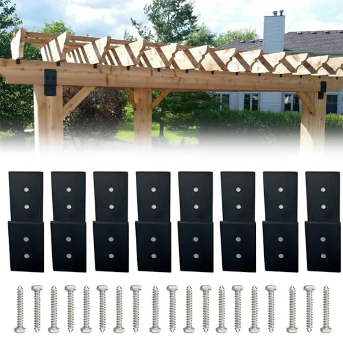 ITEVE.GD 8Pcs 10x3x1.38 Z-Shaped Brackets,Heavy Duty Steel Bracket for Wood Post to Beam Support,Double Angle Channel Profile Corner Brace for Wood Shelves Fixing Lumber Connector Pergola Bracket