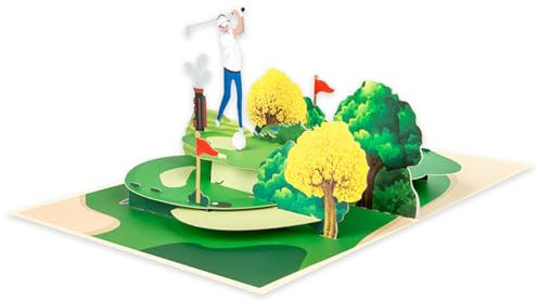 IUSOT 3D Grußkarte für Golfspieler zum Geburtstag, Golf Geschenk, Golfer Geschenke, Golfgeschenke, Pop Up Golf Karte zum Ruhestand, Pop Up Karte Golf als Gutschein für Golfpieler