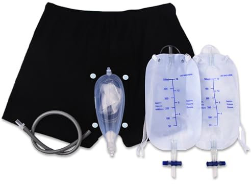 Urinario para hombres, subprocesos de incontinencia de hombres, ropa interior de incontinencia lavable con bolsa de piernas de orina y catéter de coleccionista de orina de silicona para hombres ancia