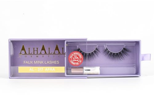 Alhalal Cosmetics künstliche Wimpern (1 Paar): Leicht, strapazierfähig und wiederverwendbar, einfach anzubringen und sanft zu den Augen. (AL-317-AFRA)