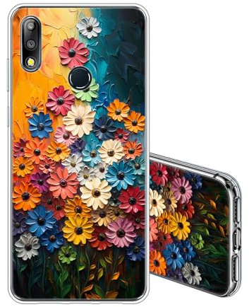 JEZSTHAI Compatibile con ASUS Zenfone Max Pro (M2) ZB631KL Cover in Silicone Sottile Trasparente Custodia Antiurto Antigraffio Morbida TPU Bumper Protettiva Case,Fiore d'arte Design