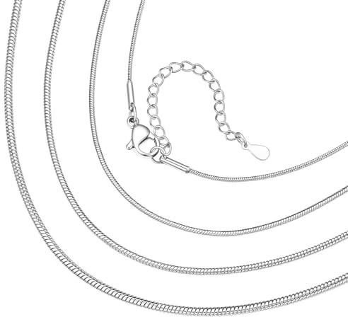 ChainsHouse Damen Schlangenkette Edelstahl Halskette Frauen Schlangen Kette 1/1.2/1.5/2mm dünne Kette Snack Chain in Silber/Gold/Schwarz/Rosegold Halsschmuck Accessoire für Anhänger, Länge 36-76cm