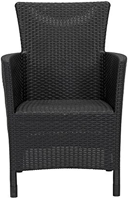 Montana Allibert Iowa Gartenstühle, Rattan, Graphit/Dunkelgrau, mit dunkelgrauen Kissen