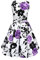 BlackButterfly Enfants Robe Années 50 Vintage Serenity 'Audrey' (Blanc & Violet, 9-10 Ans)