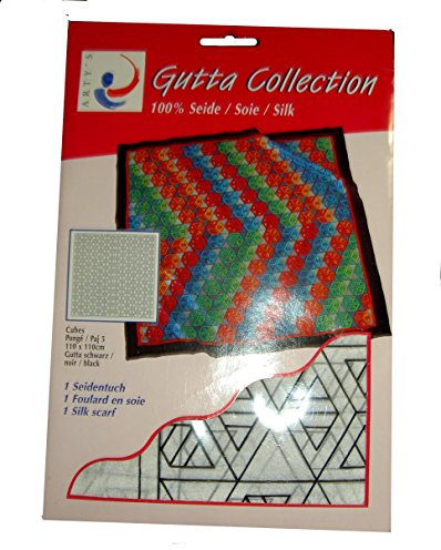 ARTY'S GUTTA COLLECTION - Motiv: Cubes - Pongé 05, ca. 110x110cm, rollierte Ränder (Gutta schwarz)