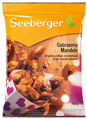 Seeberger Gebrannte Mandeln 12er Pack, Knackige fein süßliche Mandeln umhüllt von einem knackigen Karamellmantel - intensives Aroma - glutenfrei, vegan (12 x 150 g)