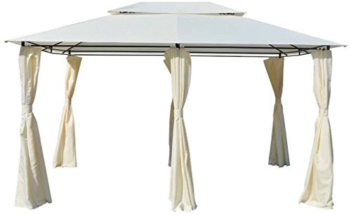 Festnight Gazebo Richiudibile Struttura in Metallo Telaio in Acciaio con Tende Bianco da Giardino/Spiaggia/Piscina/Patio per Esterno 4x3 m