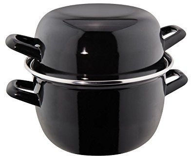 Batea de mejillones Ilsa para 2kg de mejillones | acero esmaltado | negro 5,2 litros