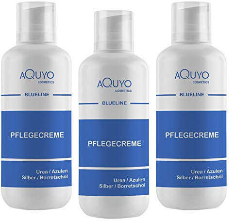 Blueline Creme bei Ekzem, Psoriasis, Neurodermitis & Hautausschlag (3x 500ml) | Pflegecreme für trockene, unreine Haut bei Juckreiz & Hautirritationen | Naturprodukt ohne Parabene & Parfüm