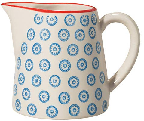 Bloomingville Milchkännchen Emma Retro Sahnekännchen Kännchen kleine Kanne Ø 8,5 x H 8,5 cm, blau, Keramik, fasst ca. 250 ml