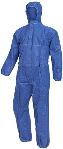Nitras Polysafe Basic II Schutzanzug - Chemikalien-Arbeitsoverall mit Kapuze - Blau - Gr. L