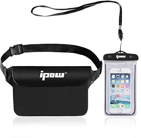 ipow wasserdichte Tasche Beutel Hülle Unterwassertasche Bauchtasche vollkommen für iPhone, Handy, Kamera, iPad, Bargeld, Dokumente vor Wasser schützen