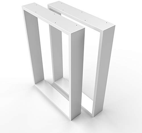 sossai® XXL Stahl Tischkufen TKK3 | Rahmenprofil: 100 mm x 20 mm | Breite 50 cm x Höhe 72 cm | Farbe: Weiß | 2 Stück | Industrial Style Tischbeine, Tischgestell